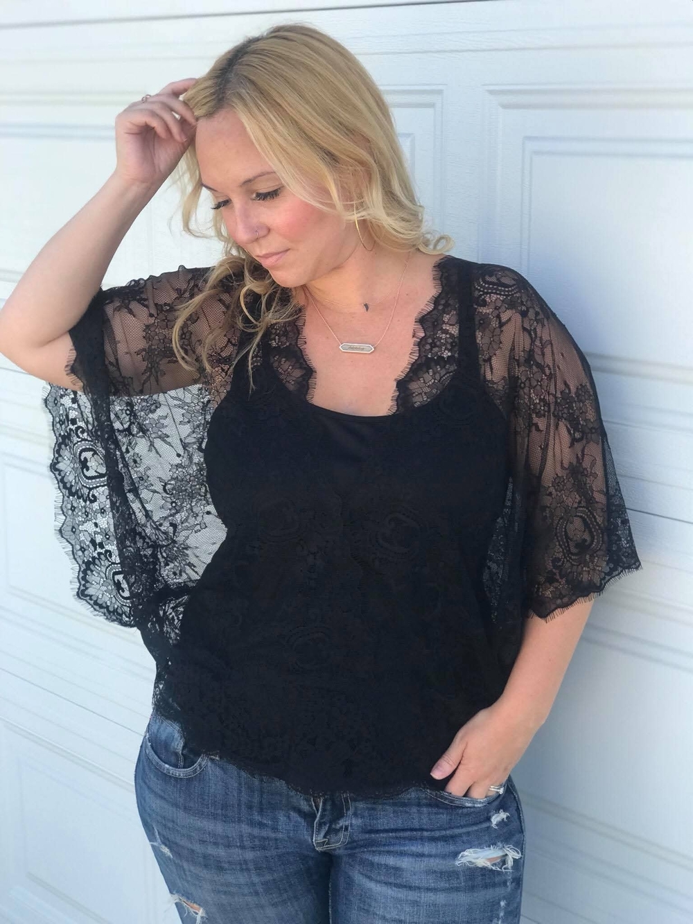 Stella & Dot Black Taylor Lace Cape - 2X NWT